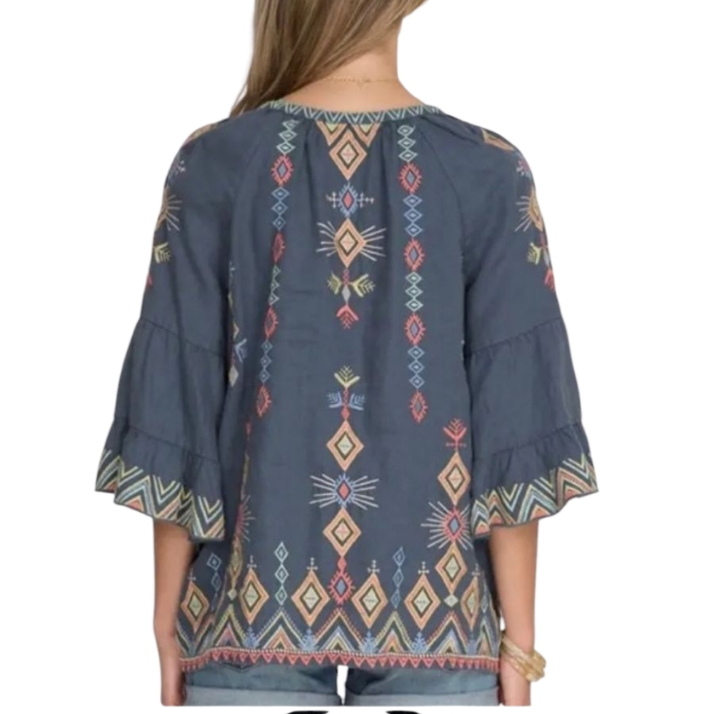 Johnny Was bell sleeve linen tunic size XS - Picture 2 of 7